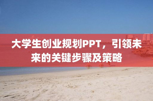 大学生创业规划PPT，引领未来的关键步骤及策略