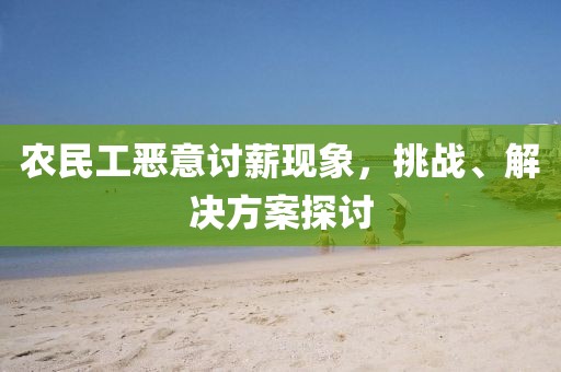 农民工恶意讨薪现象，挑战、解决方案探讨