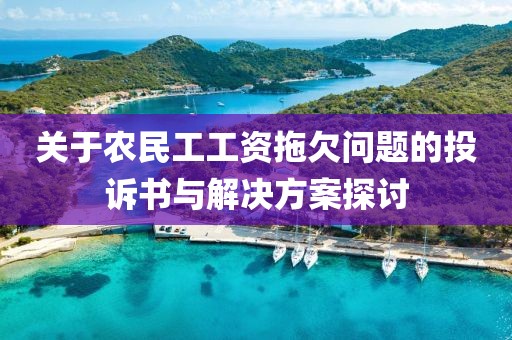 关于农民工工资拖欠问题的投诉书与解决方案探讨